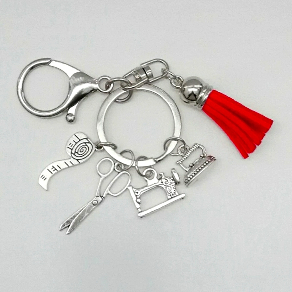 Sewing machine keychain  personalized tassel